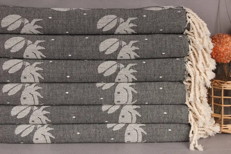 Wedding Gift Ideas, 68x40 Cotton Crab Design Towel, Sand-free towel, Absorbent Turkish towel, Lightweight towel, Organic Towel, Bridesmaid Towel - 2