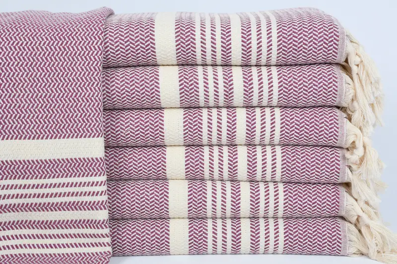 トルコタオル、16x40インチ刺繍バスタオル、ベージュ - 1
