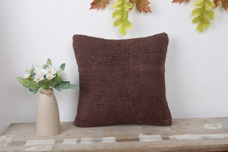 Boho Pillow Sham Cover, Interior Designer Pillow, Pillow Cover, Bohemian Cushion Pillow Case, Pillow for Couch, 12x12 Brown Pillow Cover - 2