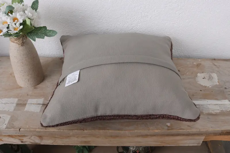Boho Pillow Sham Cover, Interior Designer Pillow, Pillow Cover, Bohemian Cushion Pillow Case, Pillow for Couch, 12x12 Brown Pillow Cover - 7