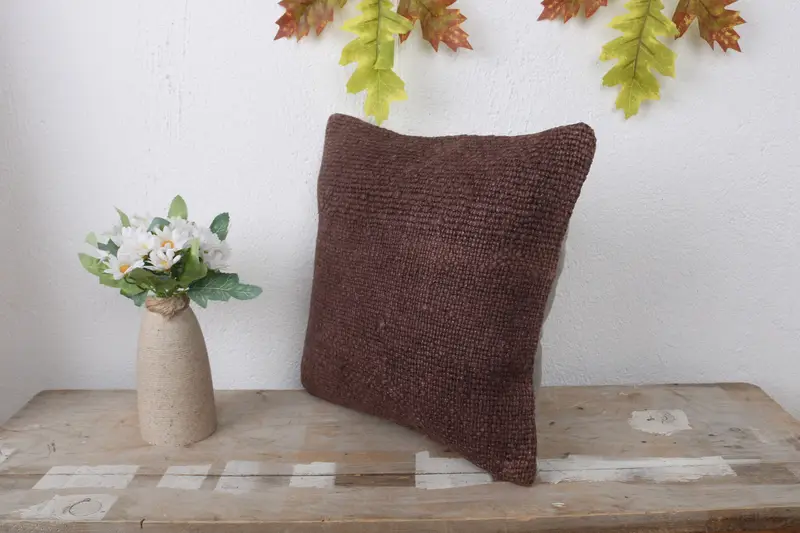 Boho Pillow Sham Cover, Interior Designer Pillow, Pillow Cover, Bohemian Cushion Pillow Case, Pillow for Couch, 12x12 Brown Pillow Cover - 4