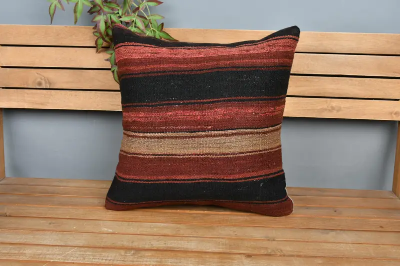 Turkish Kilim Pillow, Toss Pillow Cover, 20x20 Red Pillow Cover, Pillow Cover, Vintage Pillow, Antique Pillows, Southwestern Cushion Case - 6