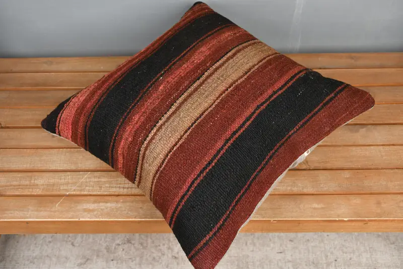 Turkish Kilim Pillow, Toss Pillow Cover, 20x20 Red Pillow Cover, Pillow Cover, Vintage Pillow, Antique Pillows, Southwestern Cushion Case - 2