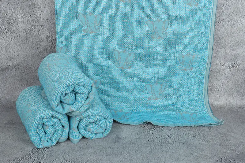 Woven Throw Blanket, Oversized Beach Towel, Woven Blanket, Birthday Gift, 50x48 Cotton Elephant Design Towel, Decorative Blanket, Turkish Bedspread - 1