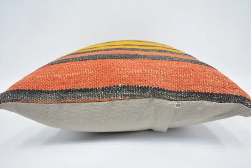 Pillow Sham, 16x24 Orange Pillow Sham, Square Throw Cushion Case, Interior Designer Pillow, Boho Pillow Sham Cover, Vintage Kilim Throw Pillow - 5
