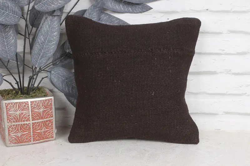 Vintage Kilim Pillow, Cushion Cover, Turkish Rugs Cushion Cover, Handmade Kilim Cushion, 12x12 Brown Pillow, Home Decor Pillow - 1