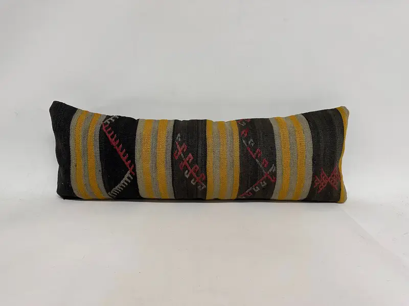 12x36 Yellow Pillow Cover, Kilim Rug Cushion Cover, Throw Kilim Pillow, Kilim Pillow, Art Deco Pillow Case, Cushion, Ethnical Kilim Rug Pillow - 1