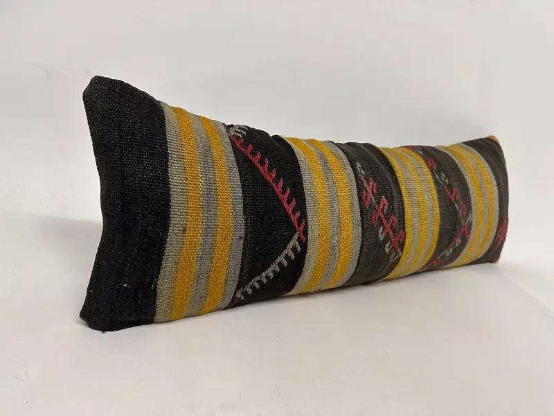 12x36 Yellow Pillow Cover, Kilim Rug Cushion Cover, Throw Kilim Pillow, Kilim Pillow, Art Deco Pillow Case, Cushion, Ethnical Kilim Rug Pillow - 2