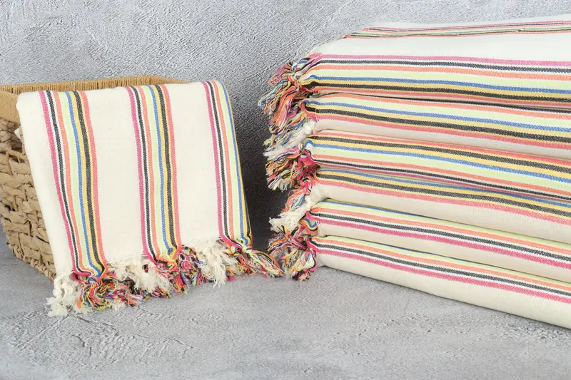 70x38 Cotton Striped Towel, Handwoven Turkish Towel, Best Friend Christmas Gift, Quick-Dry Beach Towel, Best Friend Gift, Turkish Towel USA - 4