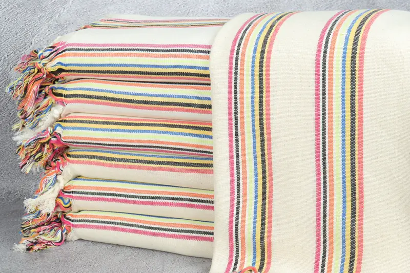 70x38 Cotton Striped Towel, Handwoven Turkish Towel, Best Friend Christmas Gift, Quick-Dry Beach Towel, Best Friend Gift, Turkish Towel USA - 2