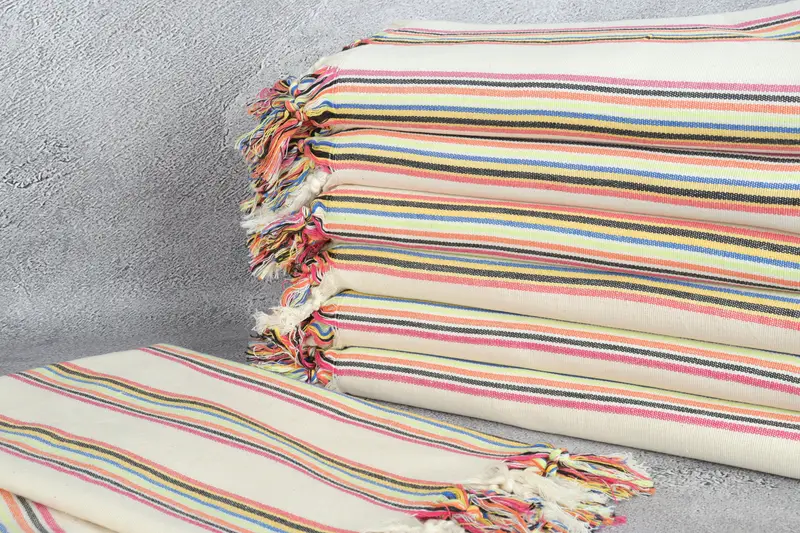 70x38 Cotton Striped Towel, Handwoven Turkish Towel, Best Friend Christmas Gift, Quick-Dry Beach Towel, Best Friend Gift, Turkish Towel USA - 3