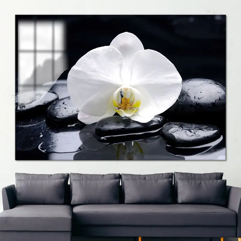 エレガントなオーキッド スパ ストーン キャンバス プリント - 蘭愛好家へのユニークなギフト