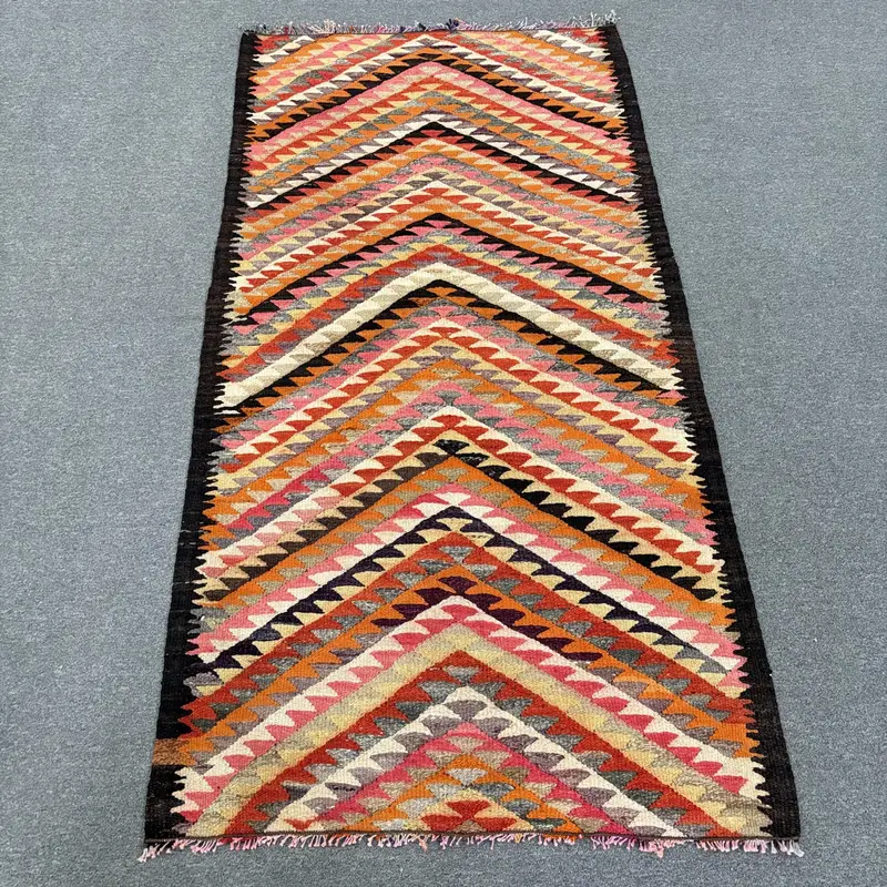 Gökkuşağı Kareli Halı, 3,1x6,1 ft Canlı Dekor