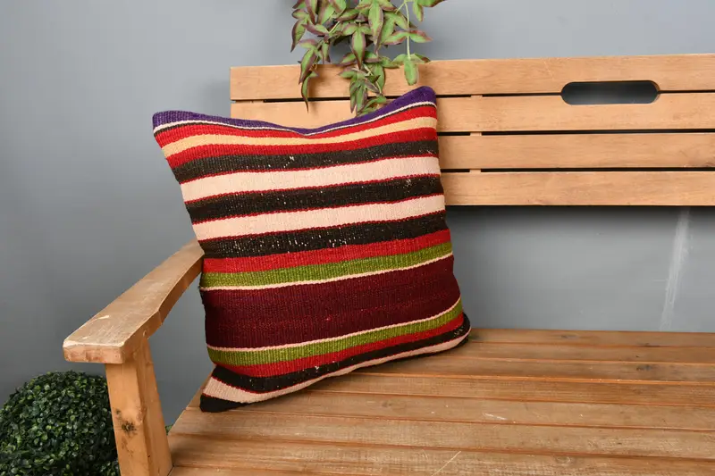 18x18 Red Cushion, Pillow Case, Interior Designer Pillow, Kilim Pillow, Pillow for Sofa, Handmade Rug Seat Cushion Cover, Pet Cushion Case - 1