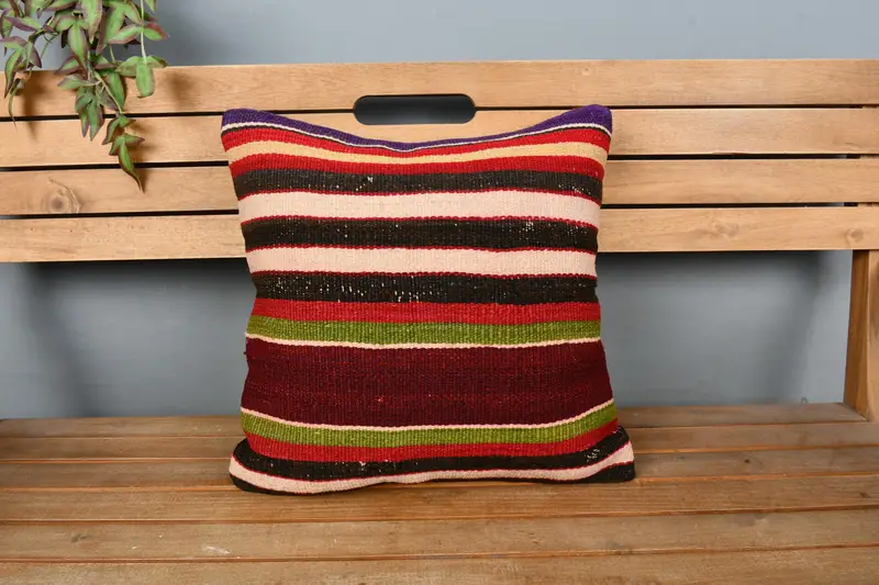 18x18 Red Cushion, Pillow Case, Interior Designer Pillow, Kilim Pillow, Pillow for Sofa, Handmade Rug Seat Cushion Cover, Pet Cushion Case - 5
