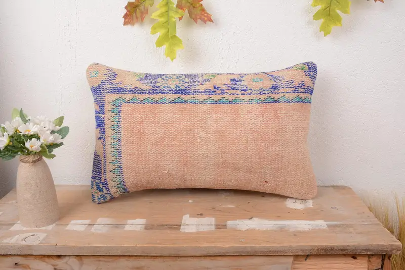 Orange & Bronze Southwestern Wurfkissen, handgemachtes Leinenkissen