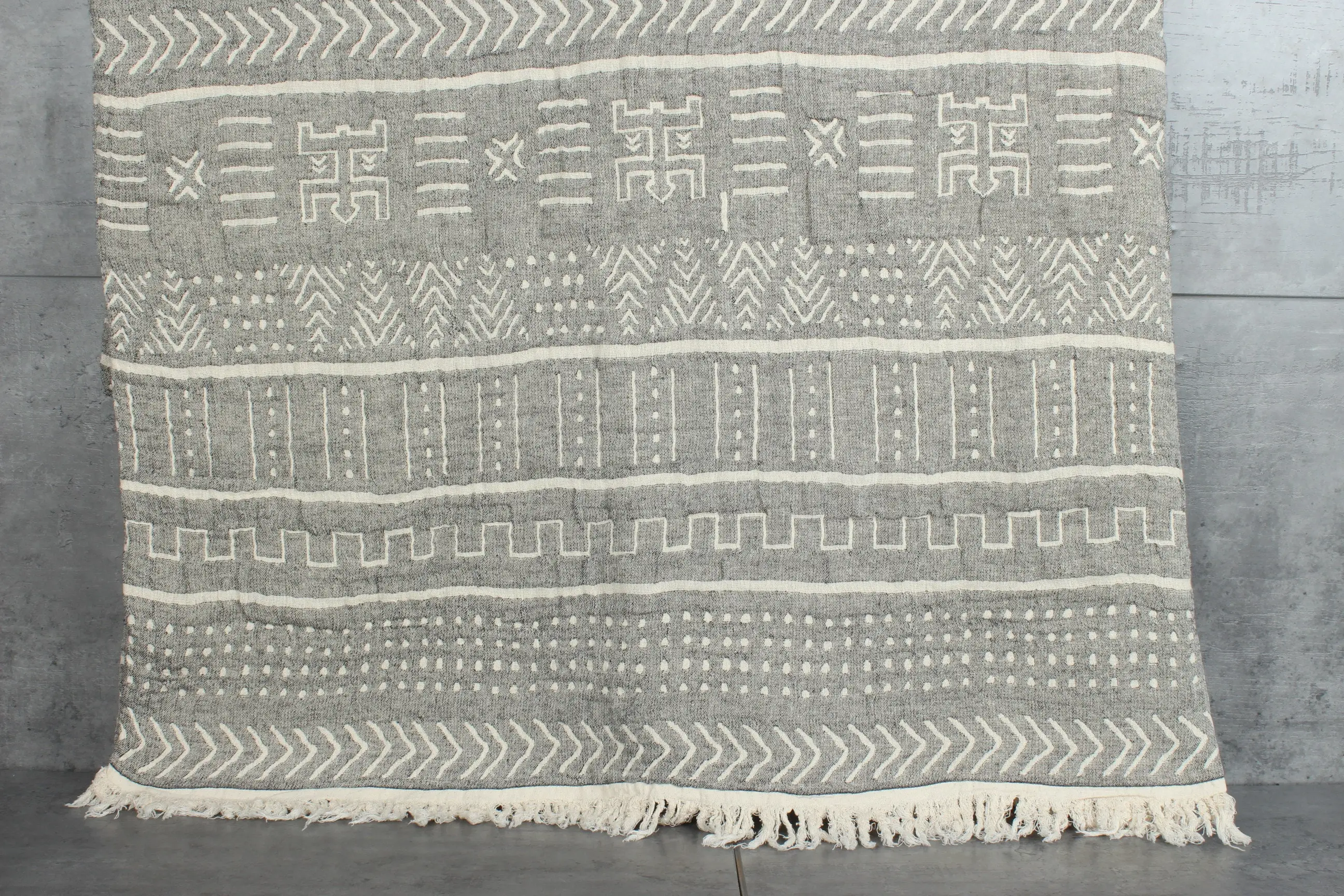 Ethnic Design Blanket Black Cotton Twin Size 79x91 Inches - 1