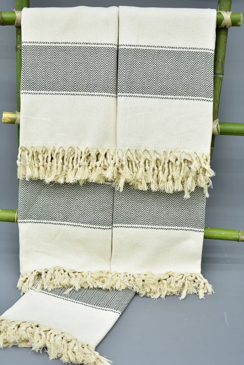 Luxury towel, 70x36 Cotton Herringbone Towel, Gift For The Home Decor, Wedding Towel, Large Turkish Towel, Bachelorette Party Gifts, Christmas Gift - 7