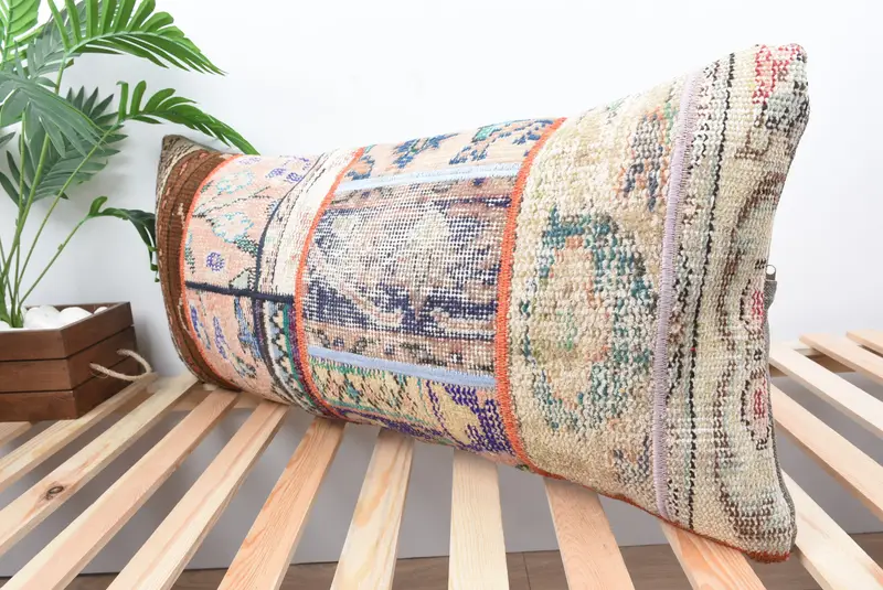 Turkish Kilim Pillow, Toss Pillow Sham, Handmade Throw Pillow, Turkish Pillow, Home Decor Pillow, Pillow Cover, 16x36 Blue Pillow Cover - 5