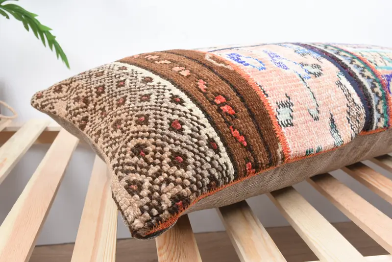 Turkish Kilim Pillow, Toss Pillow Sham, Handmade Throw Pillow, Turkish Pillow, Home Decor Pillow, Pillow Cover, 16x36 Blue Pillow Cover - 6
