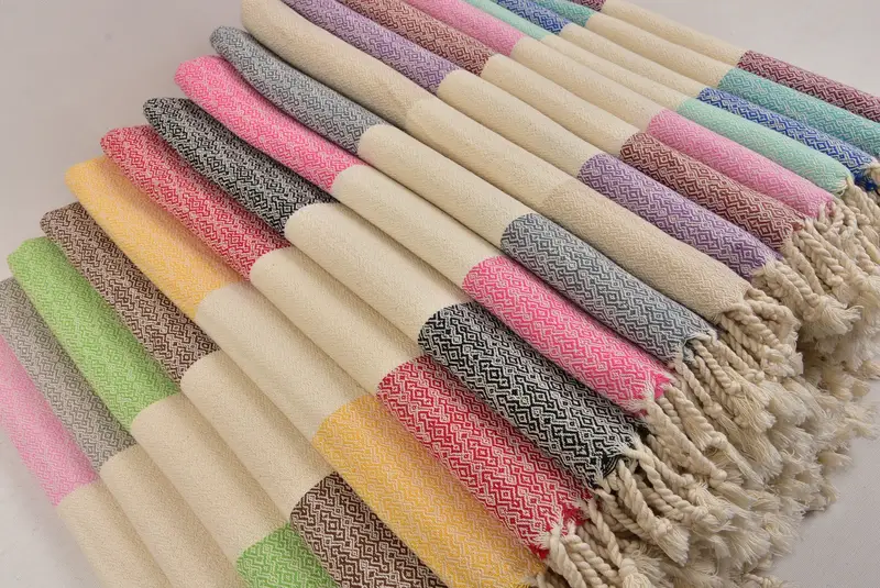 Bride Gift, Sand-resistant towel, Large Turkish Towel, Personalized Gift, Wedding Towel, Organic Cotton Towel, 68x36 Cotton Diamond Towel - 6