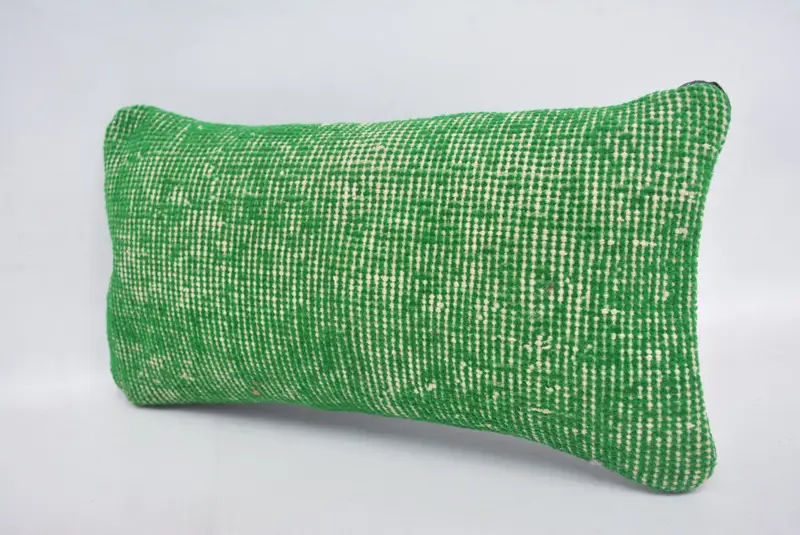 Chair Pillow Case, Cushion Cover, Pillow for Couch, 8x16 Green Pillow Sham, Luxury Pillow Sham, Handmade Kilim Cushion, Vintage Kilim Throw Pillow - 4