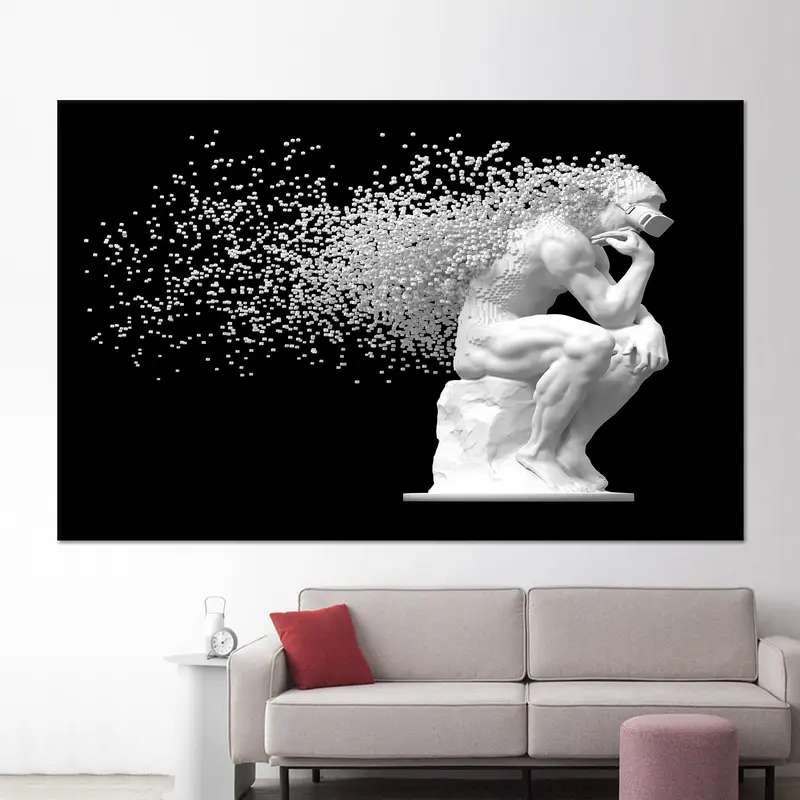 Arte en lienzo impreso para oficina, elegante, moderno, en blanco y negro