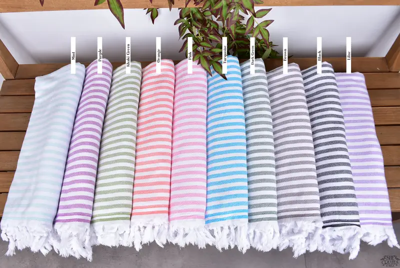 Turkish Towel Beach, 70x36 Cotton Terry Striped Towel, Christmas Gift, Quick-dry towel, Monogram Beach Towel, Best Friend Wedding Gift, Pool Towels - 2