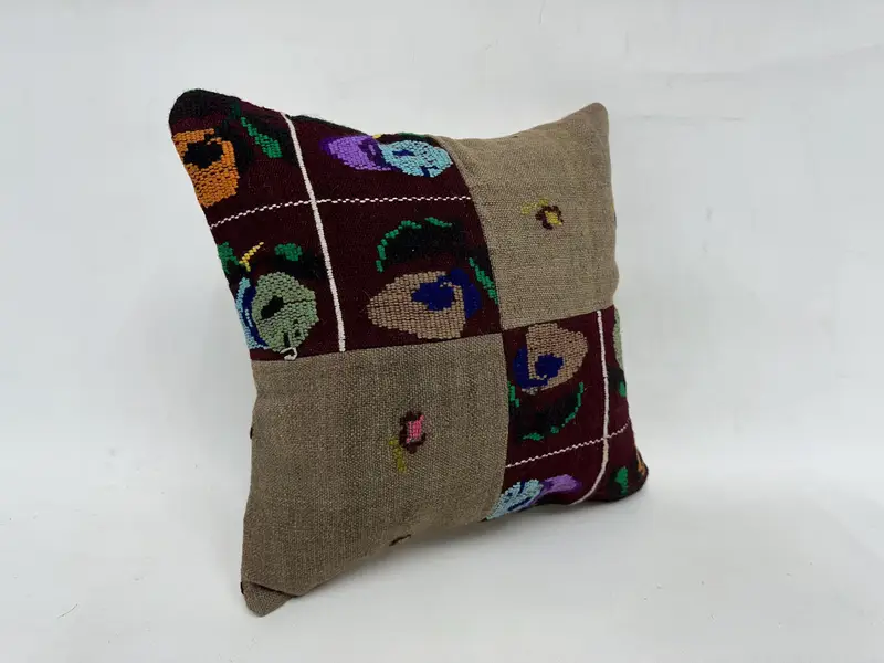 Pattern Throw Pillow Case, Throw Kilim Pillow, Car Cushion Cover, Handmade Kilim Cushion, Turkish Pillow, 18x18 Green Cushion, Cushion - 3