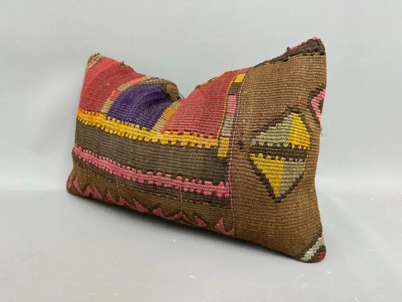 Boho Pillow, 12x20 Pink Cushion Case, Custom Cushion, Car Cushion Cover, Boho Pillow Sham Cover, Pillow Case, Kilim Pillow, Colorful Cushion Case - 2