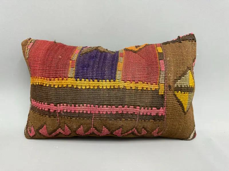 Boho Pillow, 12x20 Pink Cushion Case, Custom Cushion, Car Cushion Cover, Boho Pillow Sham Cover, Pillow Case, Kilim Pillow, Colorful Cushion Case - 3
