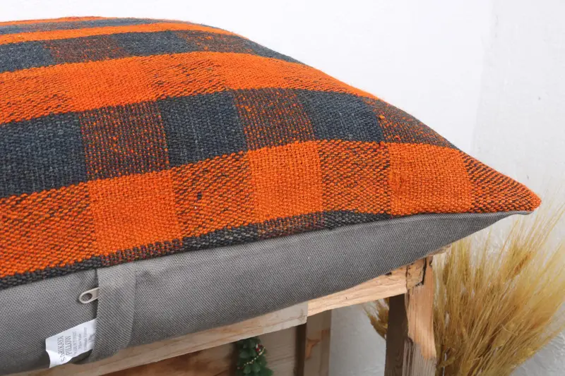 Handmade Throw Cushion Cover, Home Decor Pillow, Pillow for Sofa, Vintage Kilim Pillow, Traditional Pillow Case, Pillow Case, 24x24 Orange Pillow - 6