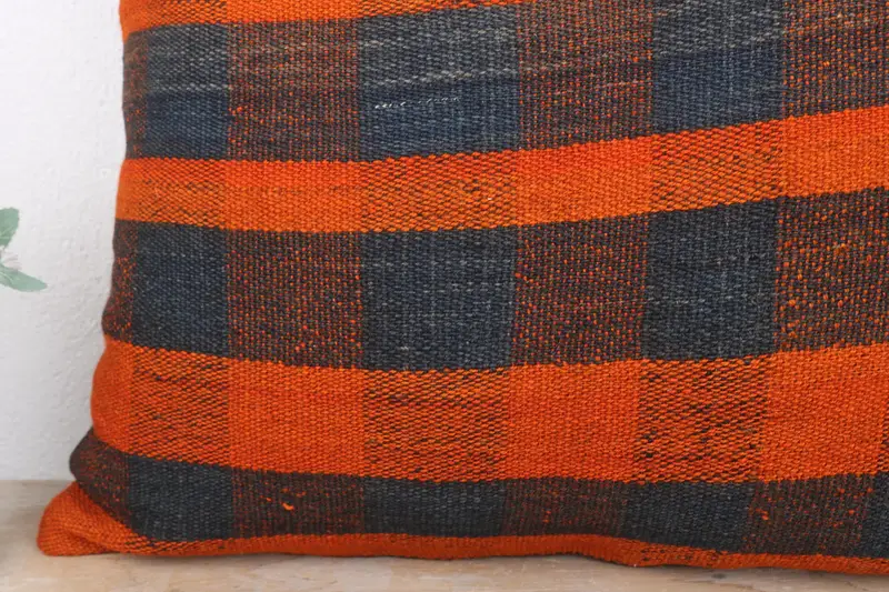 Handmade Throw Cushion Cover, Home Decor Pillow, Pillow for Sofa, Vintage Kilim Pillow, Traditional Pillow Case, Pillow Case, 24x24 Orange Pillow - 3