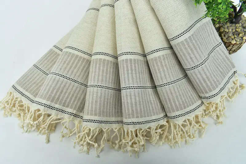 Toalla a rayas de lino 40x20, toalla de regalo de dama de honor, toalla de gimnasia, toalla de mano personalizada, regalos personalizados, regalo de boda, toalla de baño turco de monograma - 4