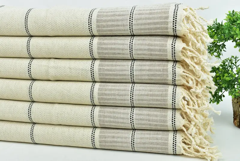 Toalla a rayas de lino 40x20, toalla de regalo de dama de honor, toalla de gimnasia, toalla de mano personalizada, regalos personalizados, regalo de boda, toalla de baño turco de monograma - 3