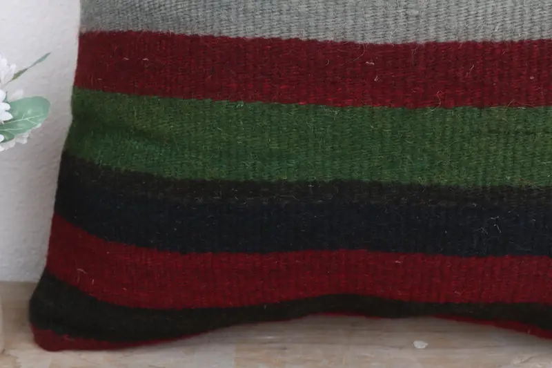 Ethnical Kilim Rug Pillow, 18x18 Red Pillow Sham, Crochet Pattern Pillow, Gift Pillow, Pillow Cover, Interior Designer Pillow - 3