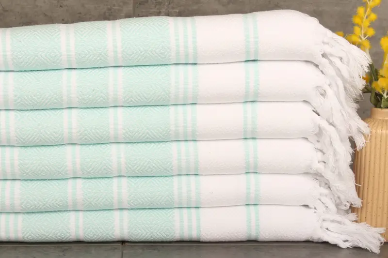 Personalized Diamond Hand Towel Mint Cotton, 18x40 Inches