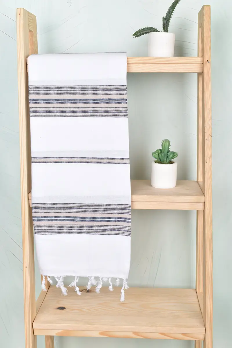 Organic Beach Towel, Fouta towel, Bachelor Gift, Wedding Towel, Wedding Gift, Travel Towel, Turkish beach towel, 70x40 Cotton Striped Towel - 8