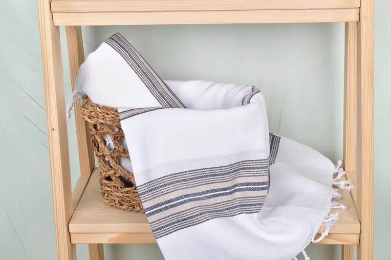 Organic Beach Towel, Fouta towel, Bachelor Gift, Wedding Towel, Wedding Gift, Travel Towel, Turkish beach towel, 70x40 Cotton Striped Towel - 4