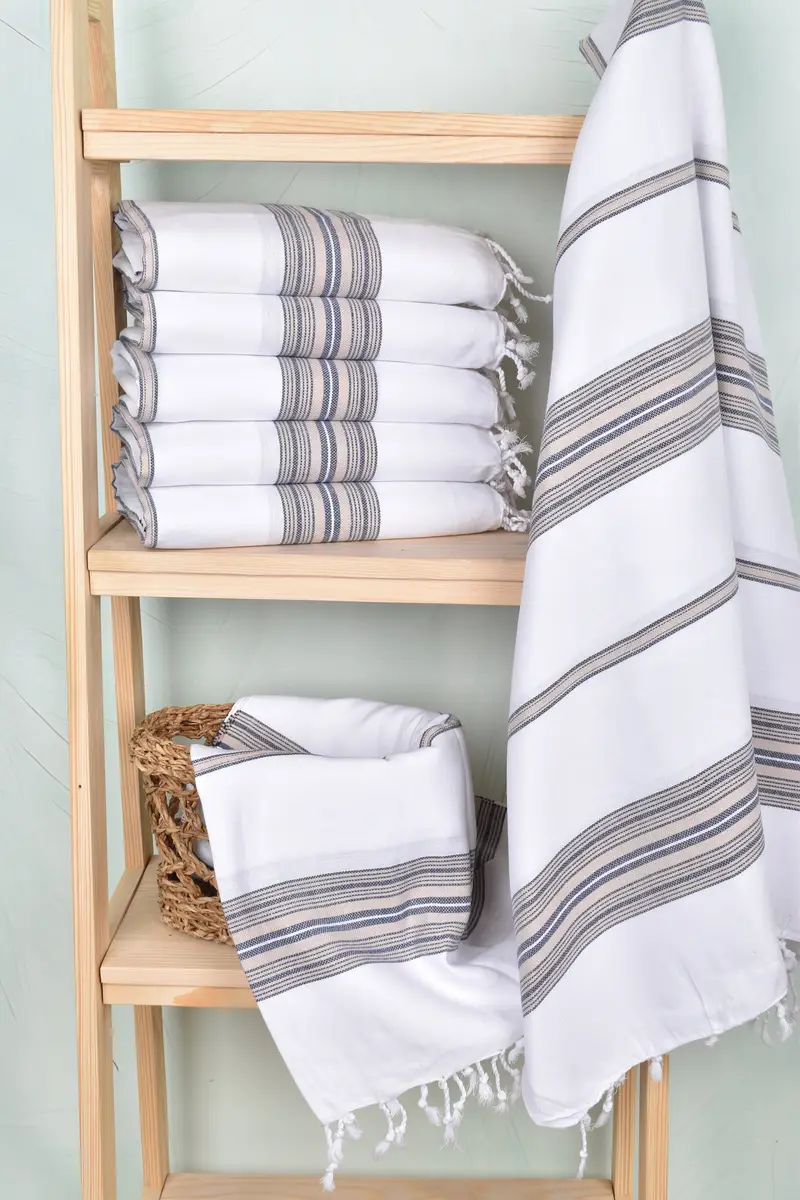 Organic Beach Towel, Fouta towel, Bachelor Gift, Wedding Towel, Wedding Gift, Travel Towel, Turkish beach towel, 70x40 Cotton Striped Towel - 3