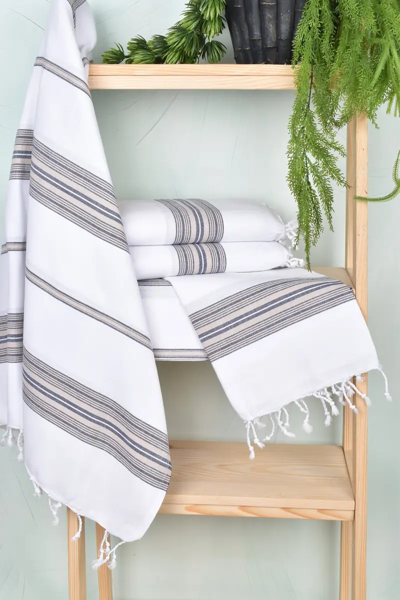 Organic Beach Towel, Fouta towel, Bachelor Gift, Wedding Towel, Wedding Gift, Travel Towel, Turkish beach towel, 70x40 Cotton Striped Towel - 6