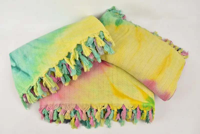 Turkish Blanket, Bedspread, 92x68 Cotton Tie Dye Chevron Towel, Turkish Throw Blanket, Best Friend Gift, Oversized Beach Towel, Bridal Shower Gift - 6