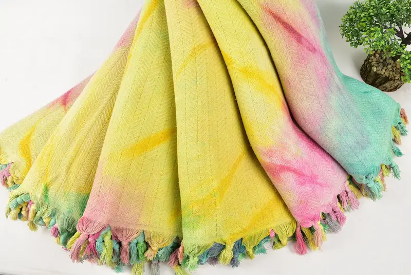 Turkish Blanket, Bedspread, 92x68 Cotton Tie Dye Chevron Towel, Turkish Throw Blanket, Best Friend Gift, Oversized Beach Towel, Bridal Shower Gift - 4