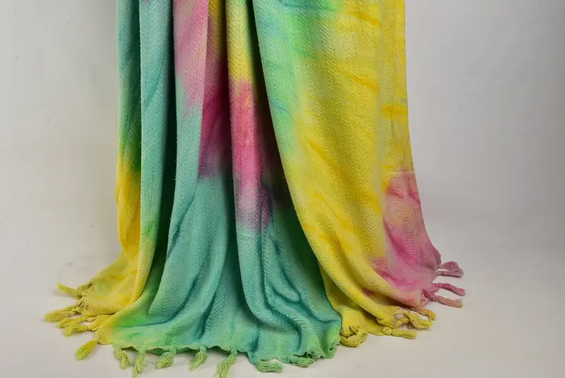Turkish Blanket, Bedspread, 92x68 Cotton Tie Dye Chevron Towel, Turkish Throw Blanket, Best Friend Gift, Oversized Beach Towel, Bridal Shower Gift - 8