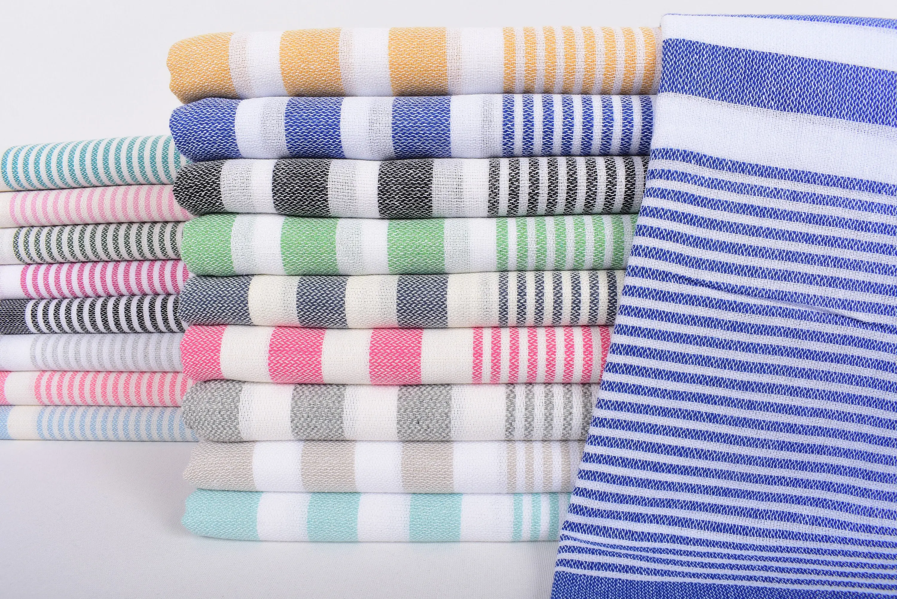 Beach Towel Personalized Organic Cotton Green Stripes, 70x40 Inches - 1