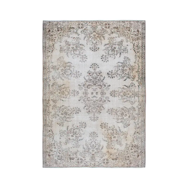 6.8x9.8 ft Rug, Vintage Turkish Large Rug, Gray Oushak Wool Rug - 1