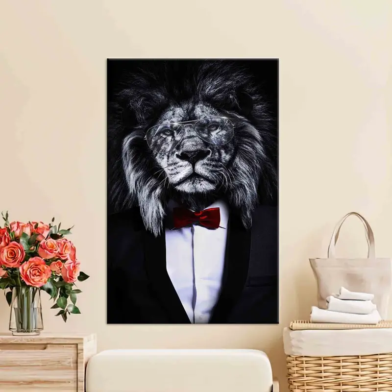 Moderne Löwen-Leinwand: Eleganter, trendiger, zeitgenössischer Kunstdruck