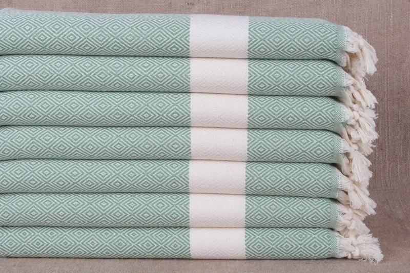 Turkish Towel Organic Cotton Beige Diamond Washcloth, 20x36 Inches