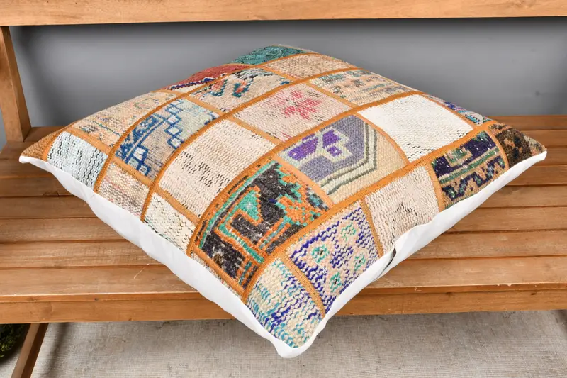 Vintage Kilim Throw Pillow, Cushion Cover, 24x24 Beige Cushion Case, Home Decor Pillow, One Of A Kind Pillow Case, Gift Pillow, Seat Cushion - 2