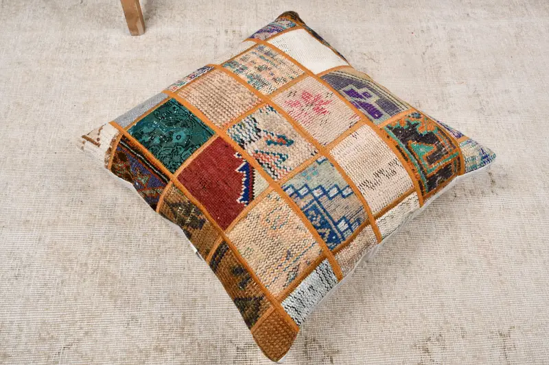 Vintage Kilim Throw Pillow, Cushion Cover, 24x24 Beige Cushion Case, Home Decor Pillow, One Of A Kind Pillow Case, Gift Pillow, Seat Cushion - 8